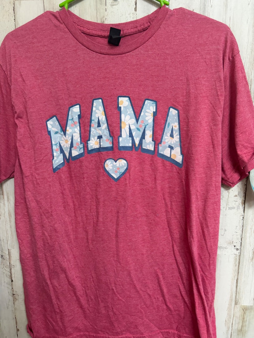 PINK GILDAN FLOWER MAMA TEE, LADIES L