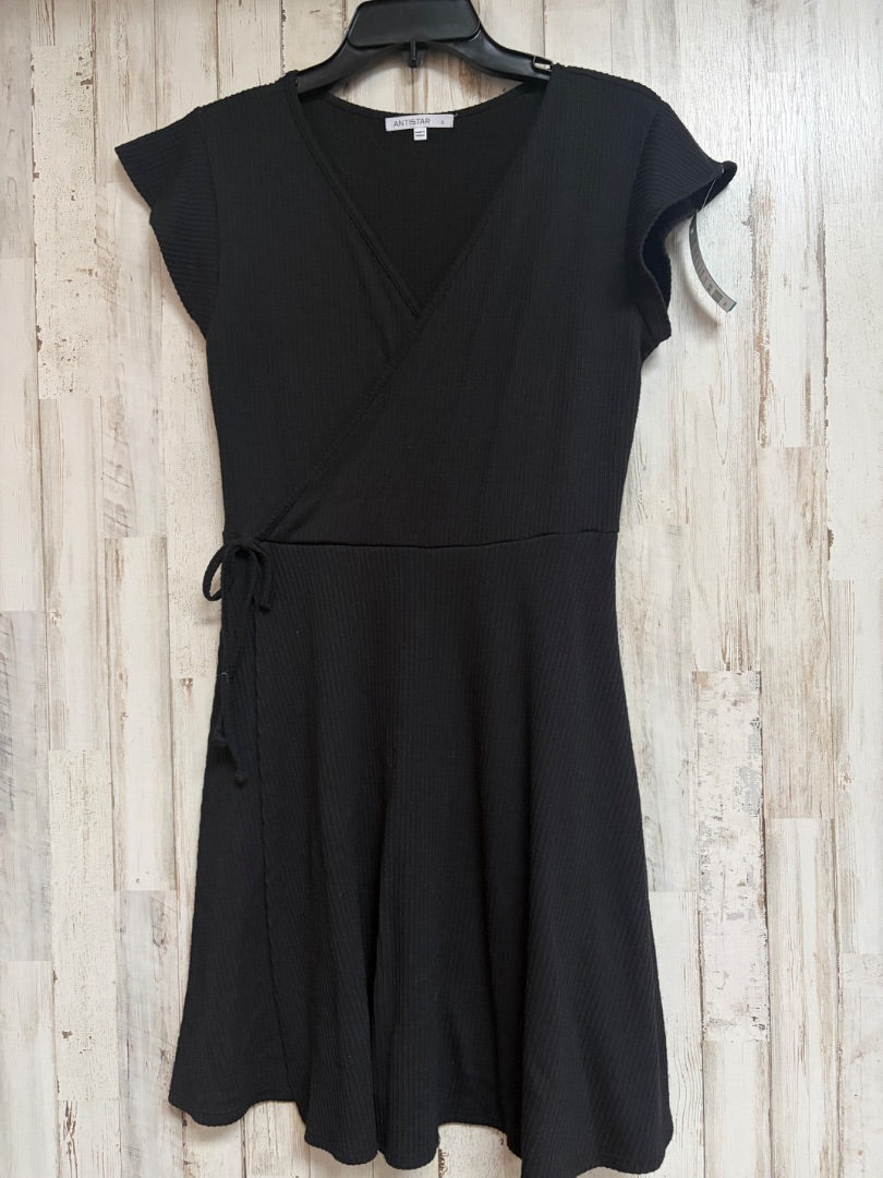 BLACK ANTISTAR RIBBED TWIRL DRESS, LADIES L