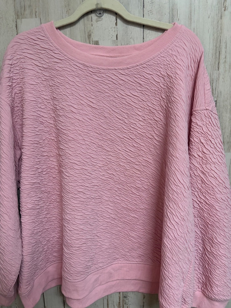 LIGHT PINK SEE AND BE SEEN TEXTURED SWEATSHIRT, LADIES 2X
