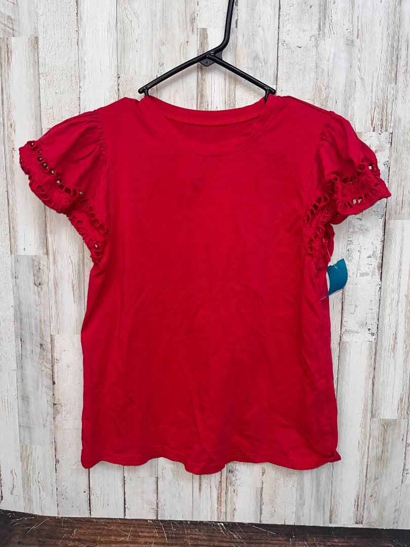 CRIMSON EYELIT SLEEVE TEE, GIRL 12/13