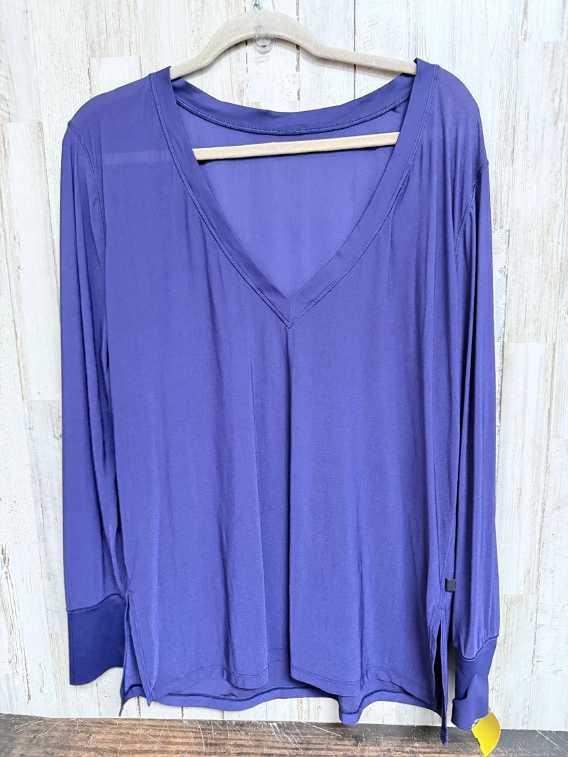 NAVY LULULEMON SHEER VNECK TOP, LADIES L