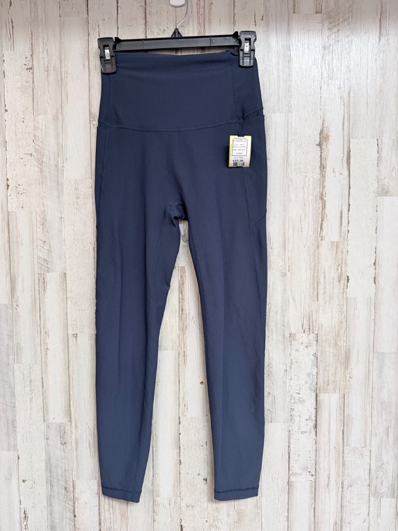 NAVY LULULEMON SZ8 RIBBED LEGGINGS, LADIES M