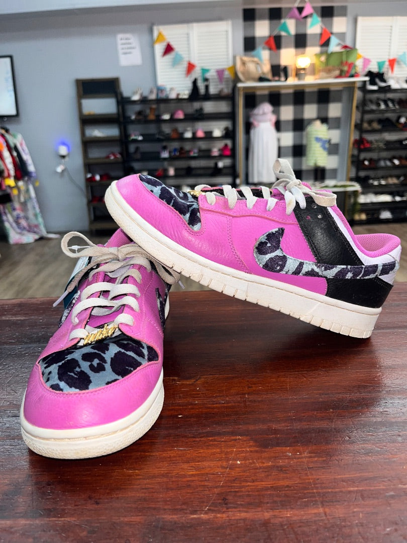 PURPLE/CHEETAH NIKE LEATHER LOW SNEAKERS, SHOES A7.5