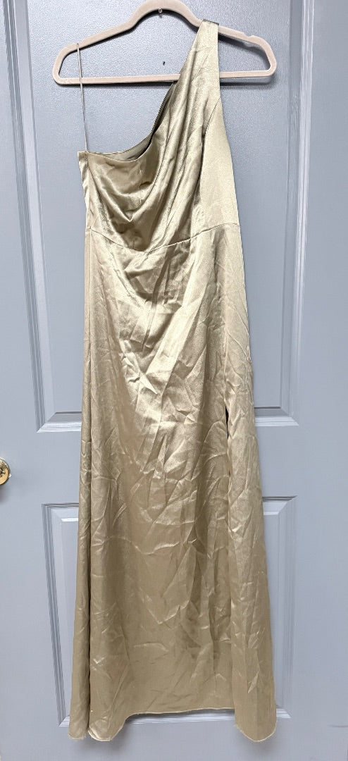 SAGE BIRDY GREY COLD SHOULDER SATIN DRESS, LADIES L