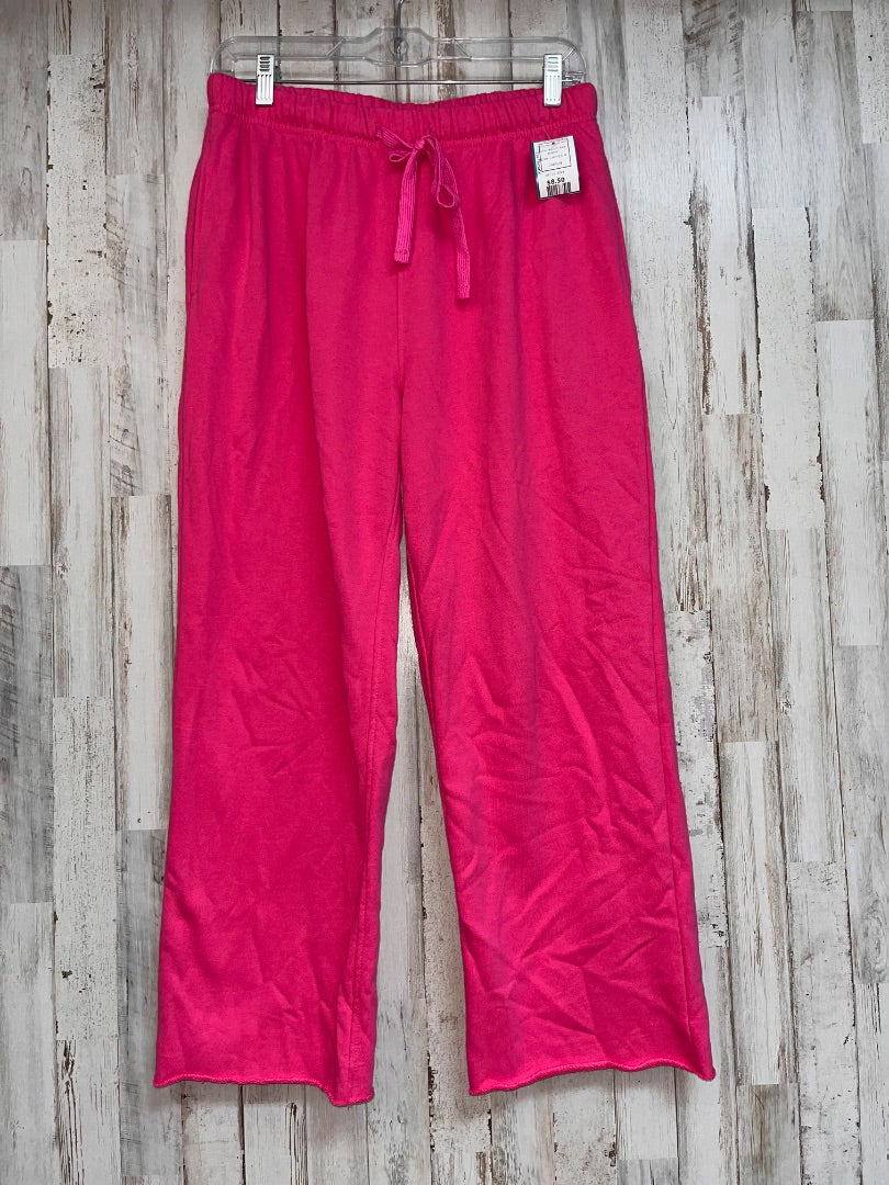 BRIGHT PINK COTTON WIDE LEG SWEAT PANTS, LADIES M