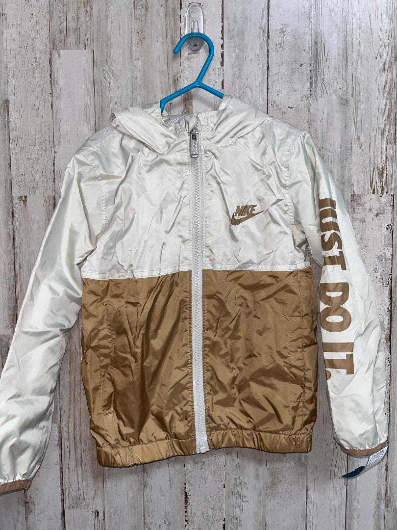 BEIGE NIKE BOY'S 4T BEIGE/WHITE LOGO JACKET, BOYS 4t