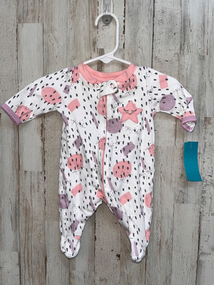 WHITE/PINK LAMAZE GIRL'S NB WHITE/PINK DOT PRINT SLEEPER, GIRLS NB