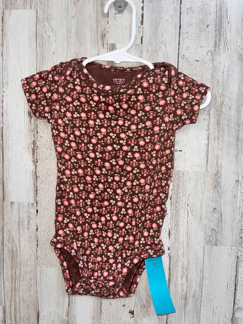 BROWN CARTERS FLORAL ONESIE, GIRL 9M