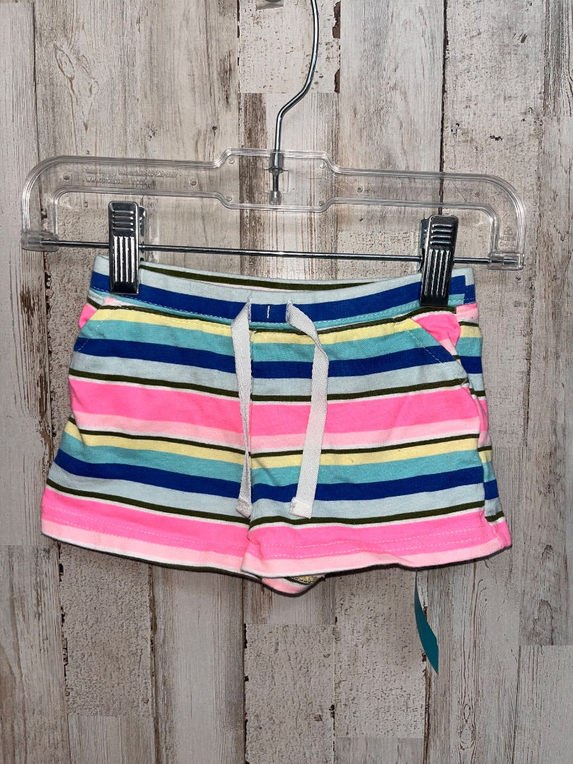 PINK/TEAL CARTERS STRIPE COTTON SHORTS, GIRL 6M