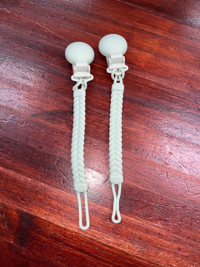 MINT SILICONE PACI CLIPS X 2