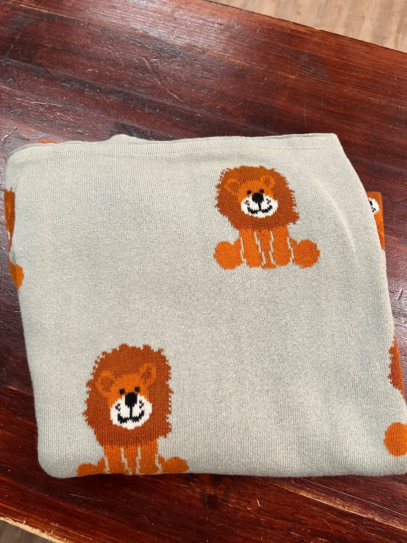 MINT LION KNIT BLANKET