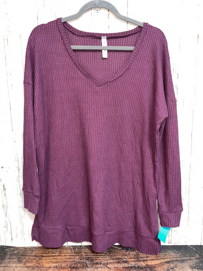 PLUM ZENANA WAFFLE KNIT TOP, LADIES S
