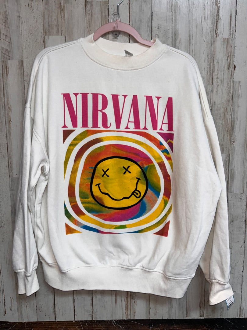WHITE H&M NIRVANA SWEATSHIRT, LADIES S