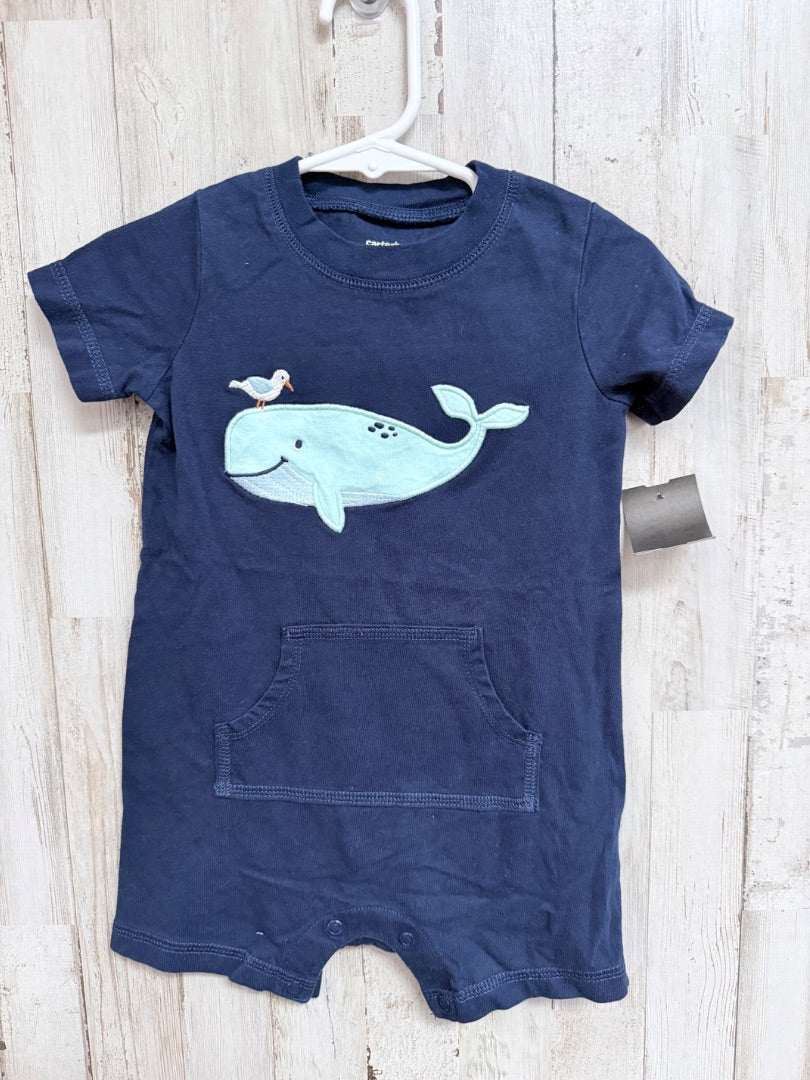 NAVY CARTERS WHALE ROMPER, BOYS 18M