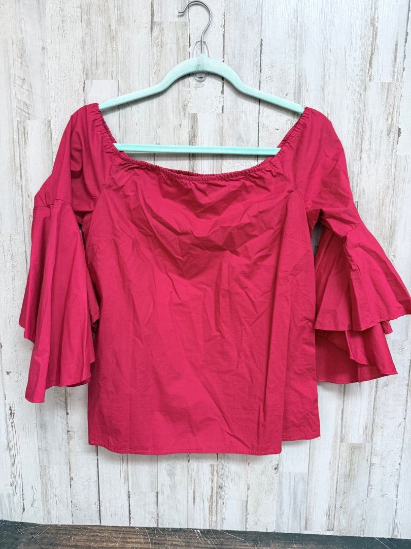 RED GIANNI BINI RUFFLE SLEEVE TOP, LADIES S