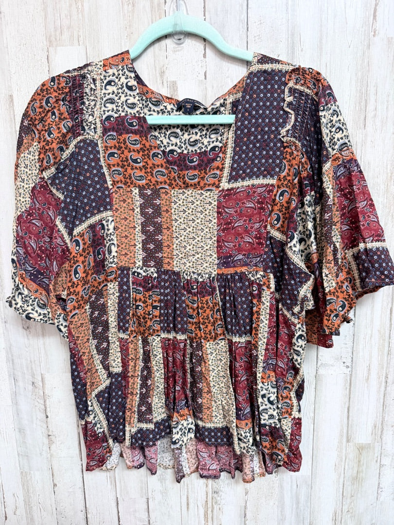 BROWN SKIES ARE BLUE PATCHWORK FLORAL TOP, LADIES S
