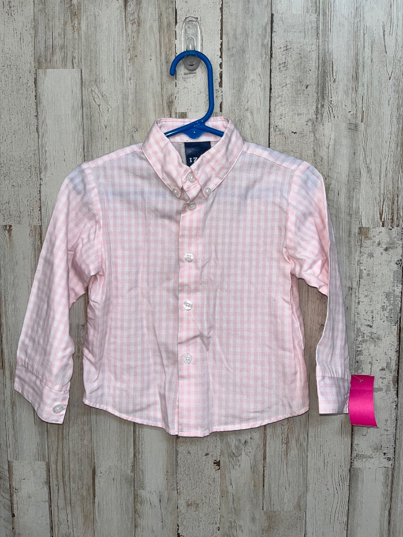 PINK IZOD GINGHAM BUTTON UP, BOY 24M