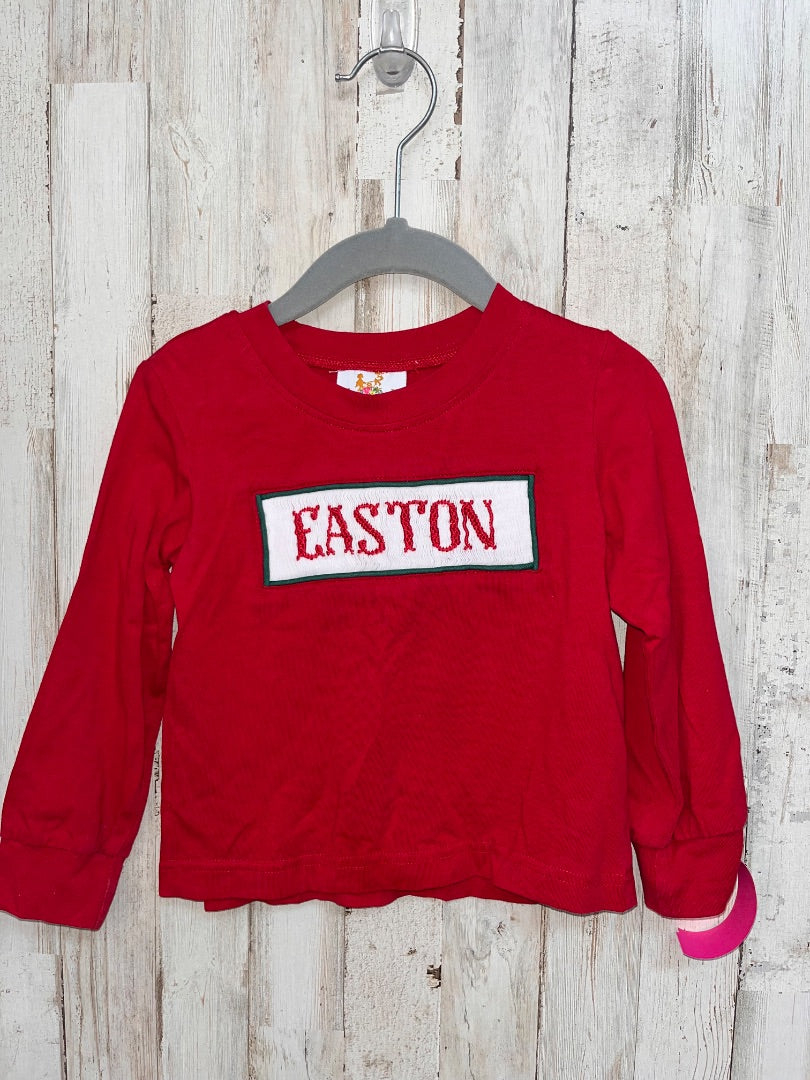 RED BUSY BEE SMOCKED EASTON SMOCKED TEE, BOY 18M