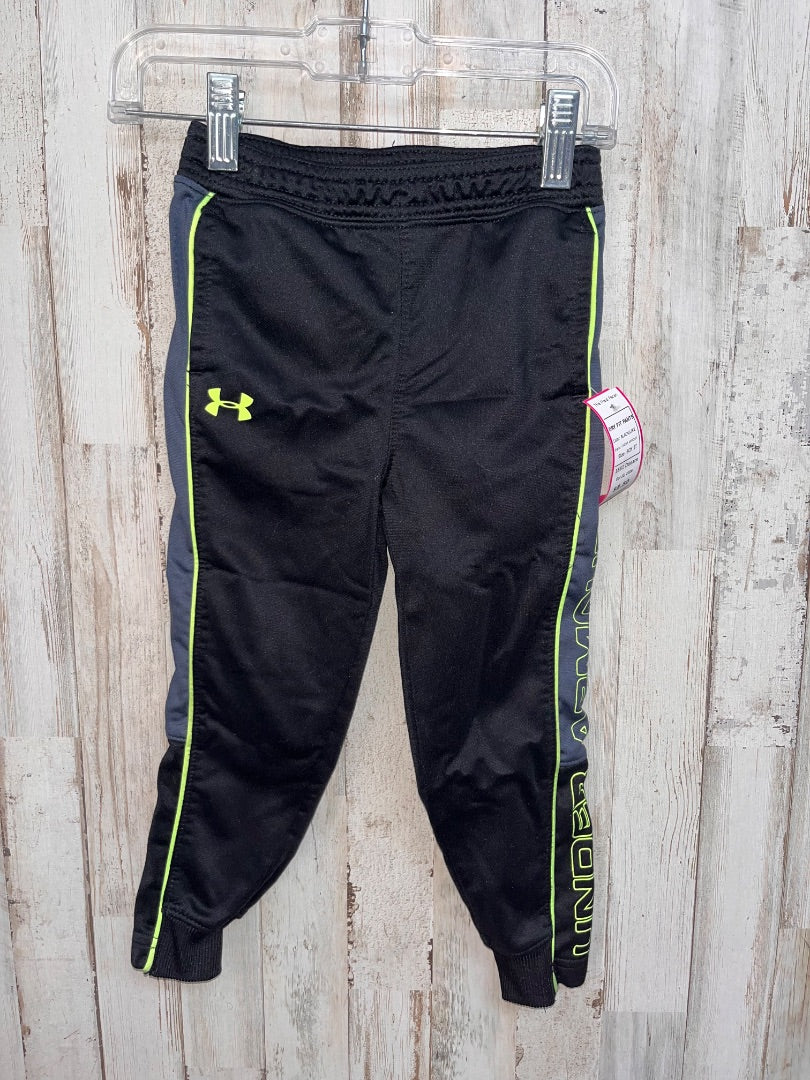 BLACK/LIME UNDER ARMOUR DRY FIT PANTS, BOY 2T