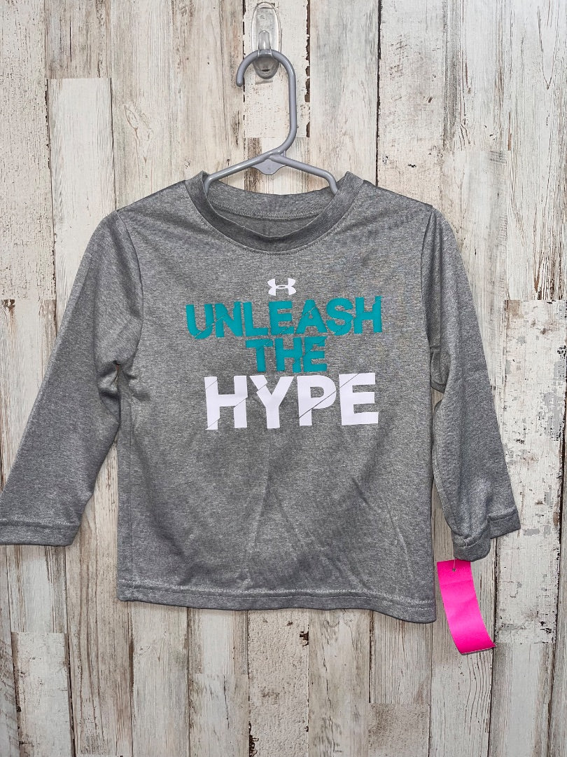 GREY UNDER ARMOUR UNLEASH DRY FIT TEE, BOY 2T