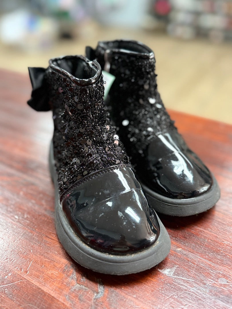 BLACK GLITTER BOOTS, SHOES Y2