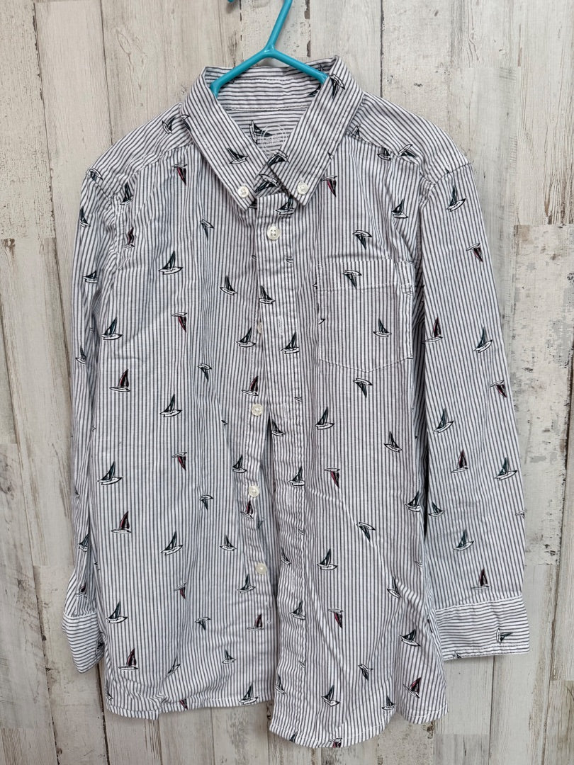 WHITE WONDER NATION SAILBOAT BUTTON UP, BOYS 6/7