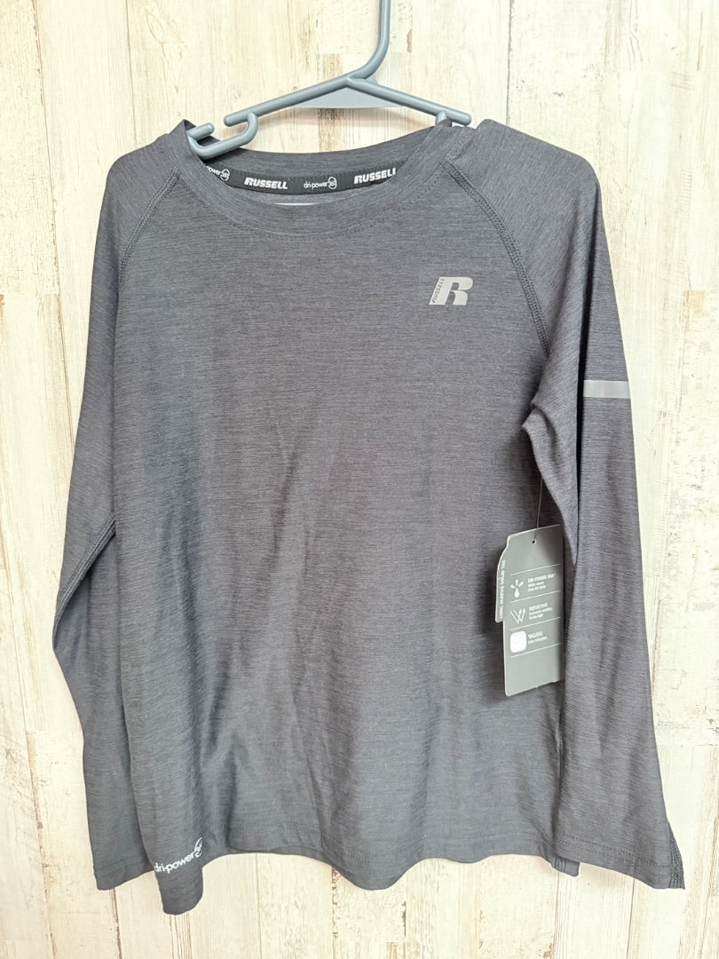 BLACK RUSSELL SOFT HEATHERED TOP, BOYS 6/7