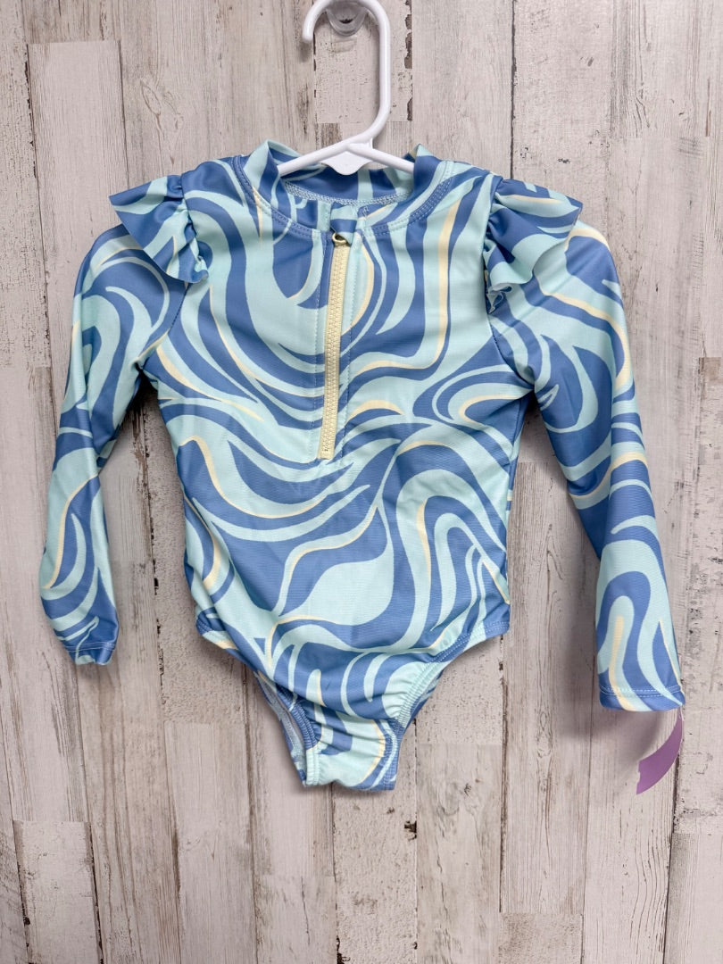 BLUE WONDER NATION PRINTED RASHGUARD SWIM, GIRLS 18M