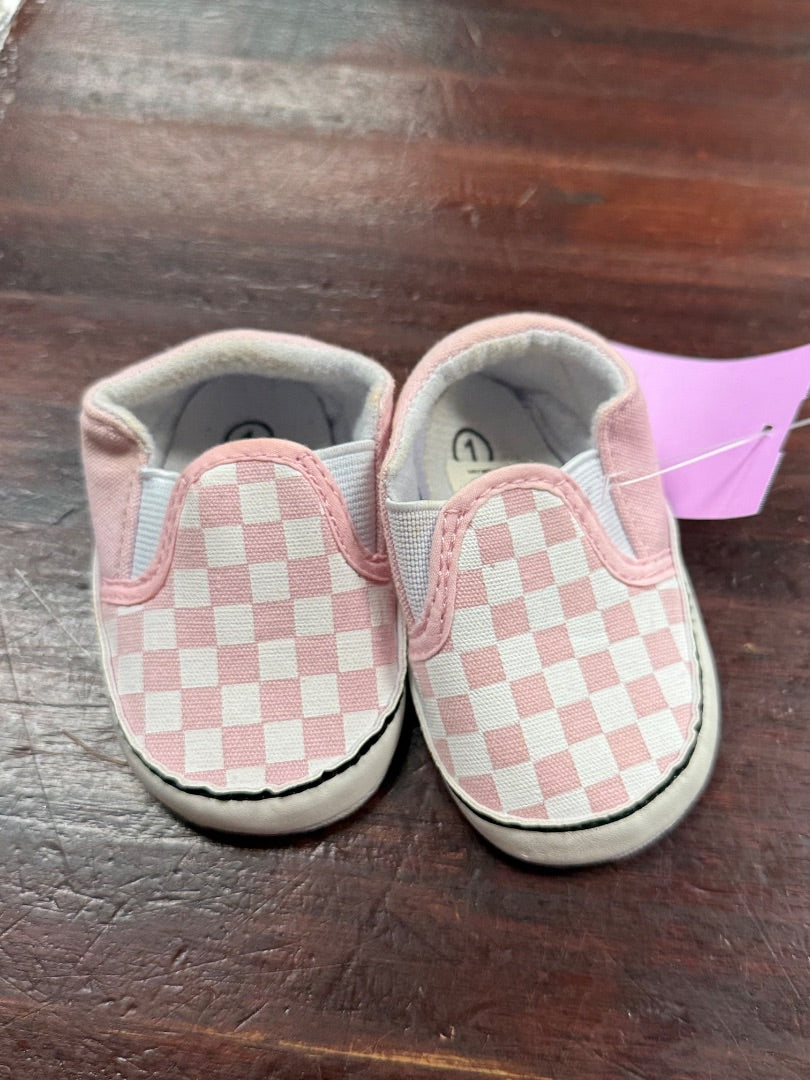 PINK PATPAT CHECKERED SLIP ONS, SHOES 1