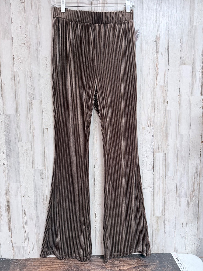 BROWN SHEIN VELVET RIBBED PANTS, LADIES L