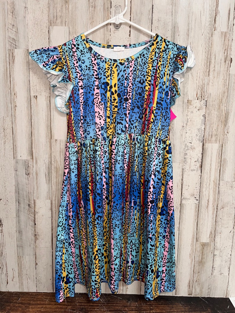 BLUE BOUTIQUE LEOPARD STRIPE DRESS, GIRL 10/12