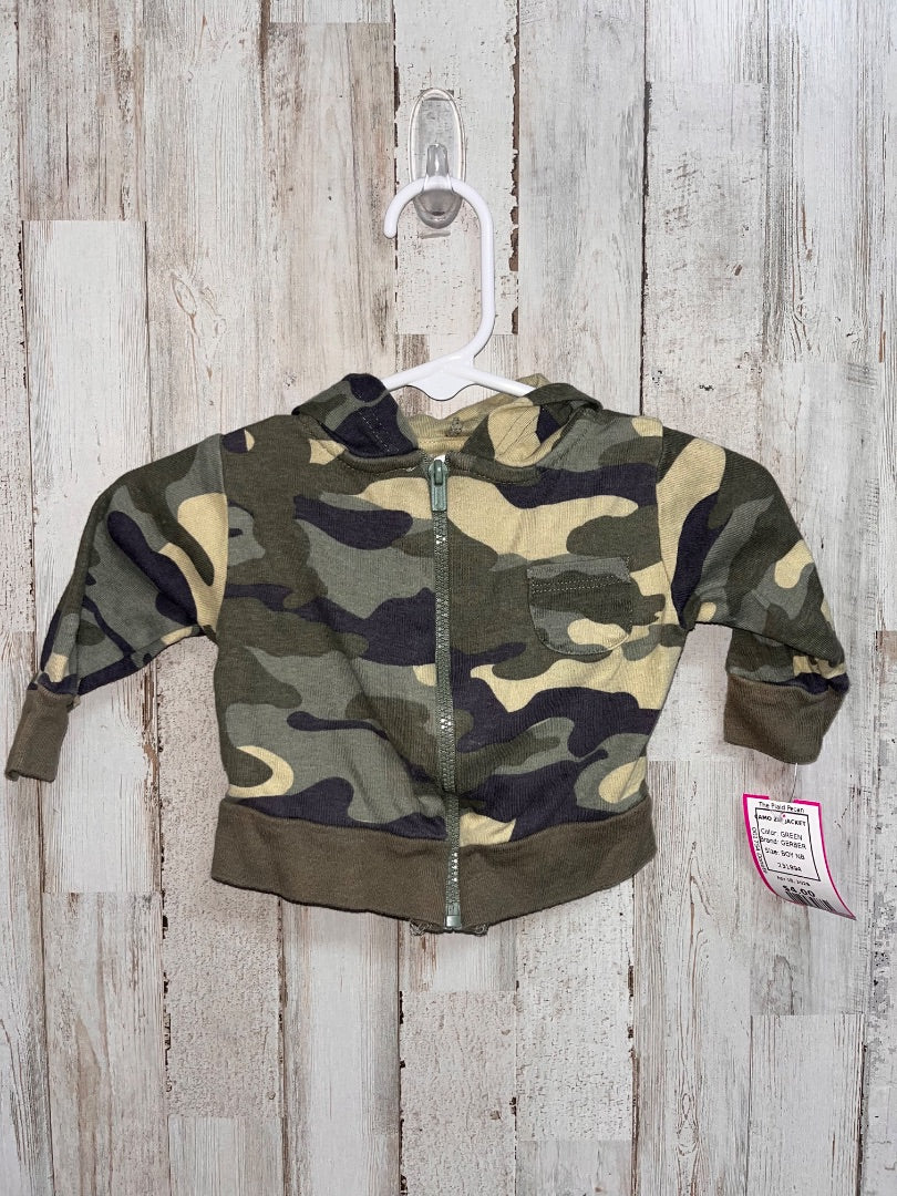 GREEN GERBER CAMO ZIP JACKET, BOY NB