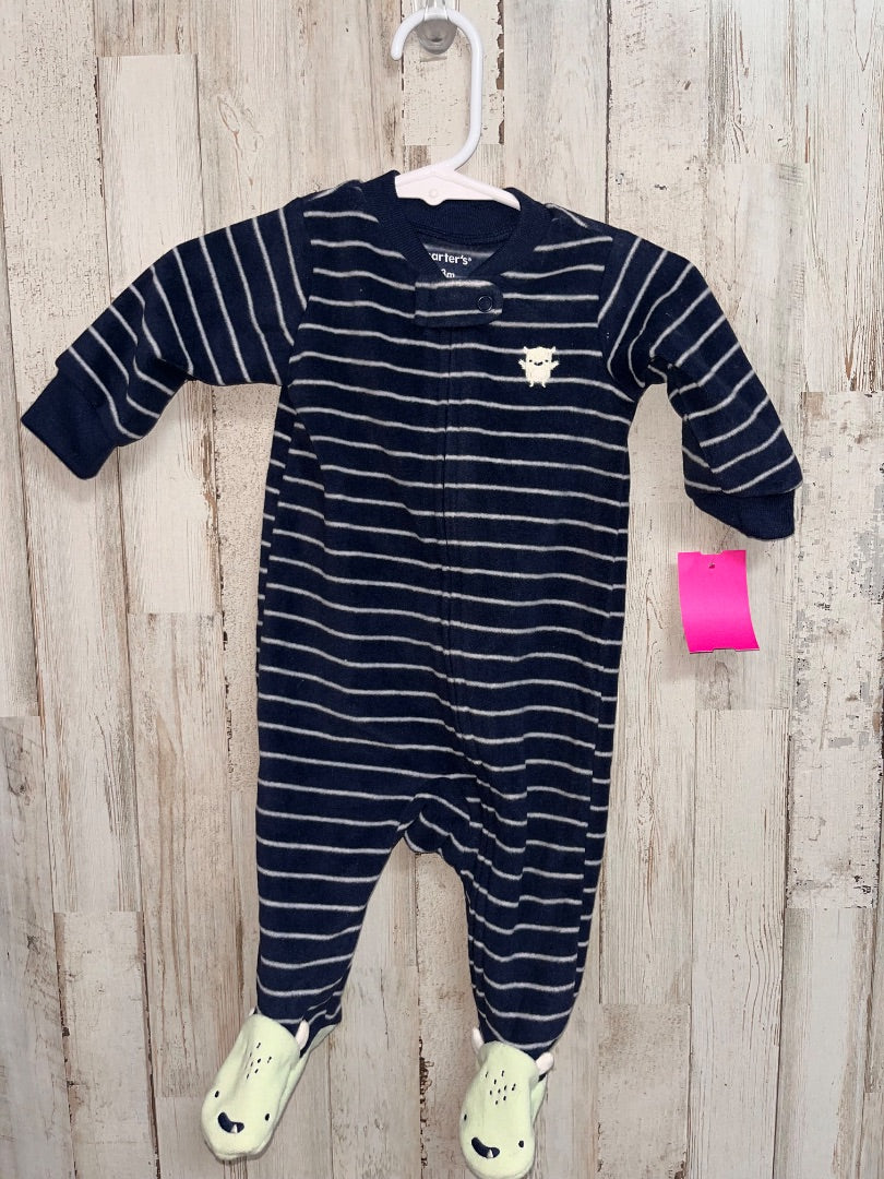 NAVY CARTERS MONSTER FLEECE SLEEPER, BOY 3M