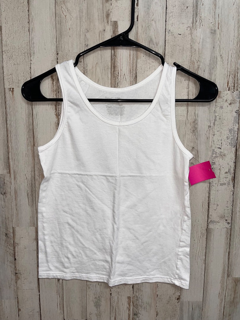 WHITE HANES COTTON TANK, GIRL 14/16