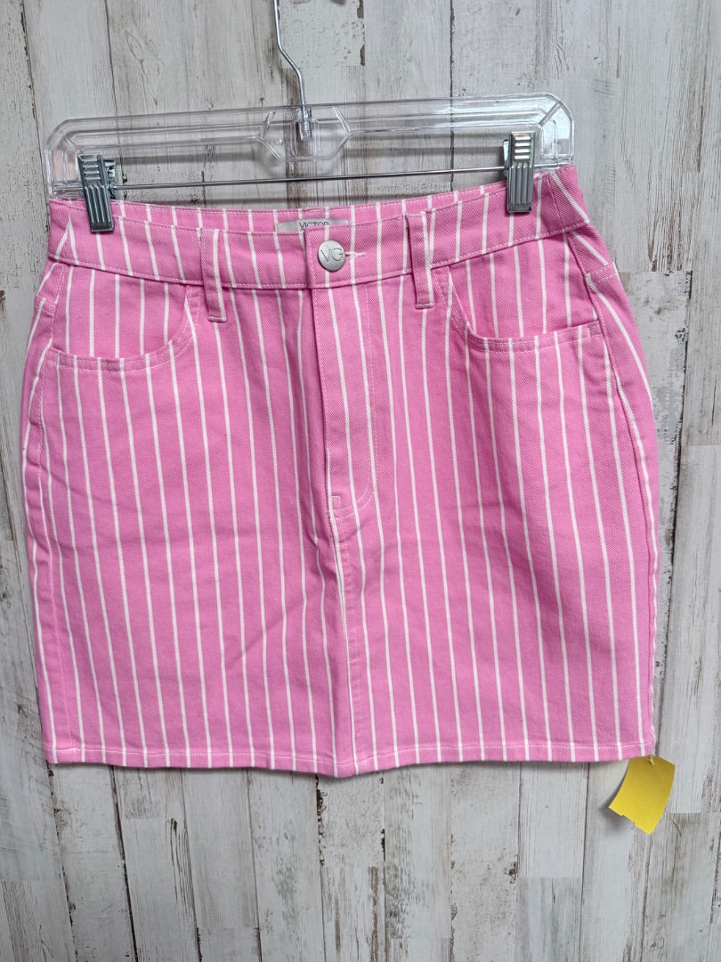PINK VICTOR GLEMAUD SZ6 STRIPE SKIRT, LADIES M