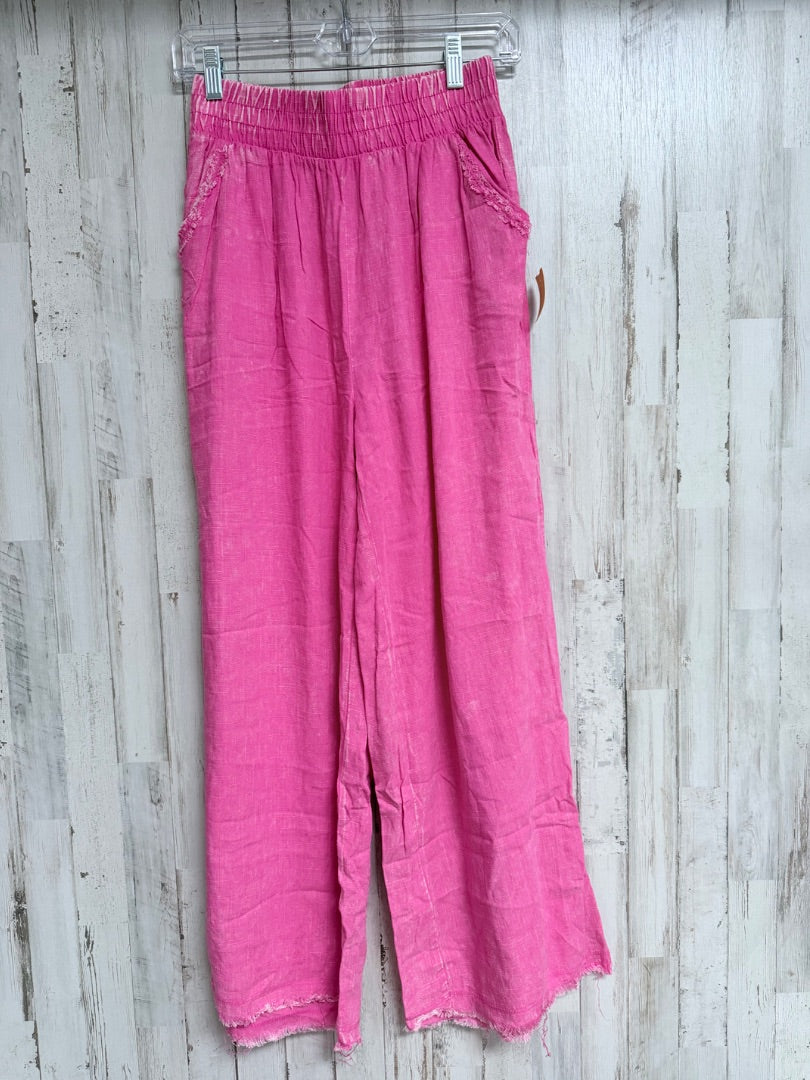 PINK ZENANA DISTRESS LINEN PANT, LADIES M