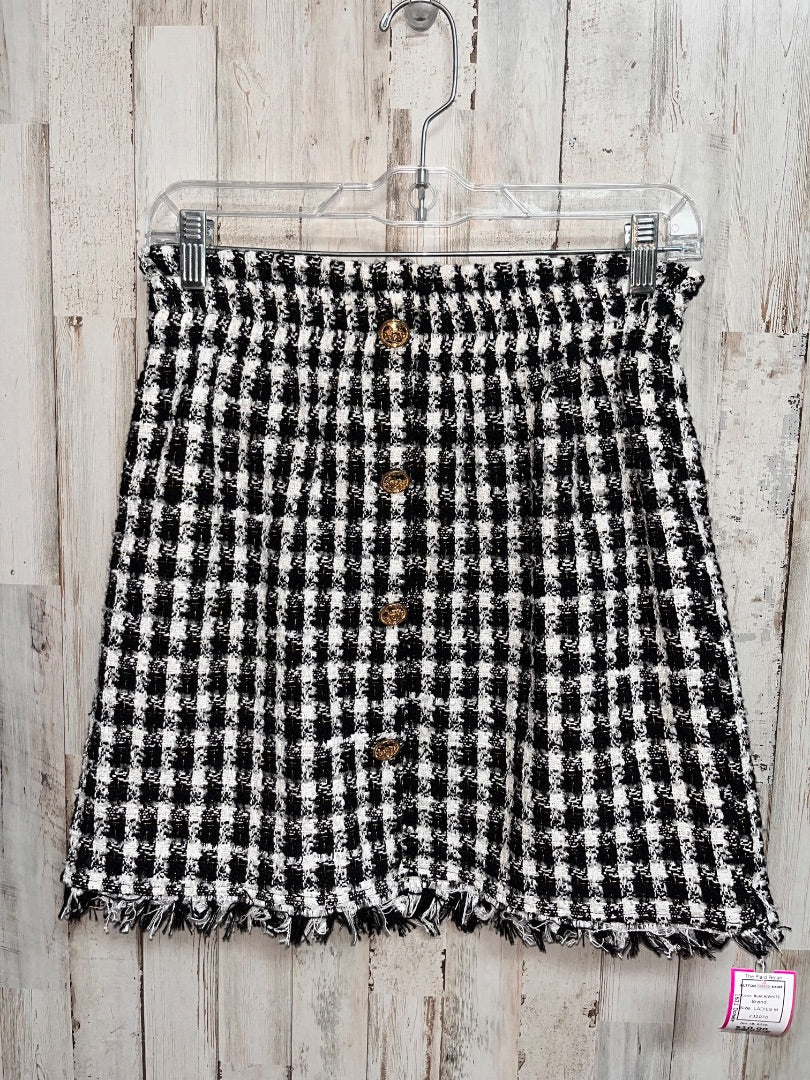 BLACK/WHITE BUTTON TWEED SKIRT, LADIES M