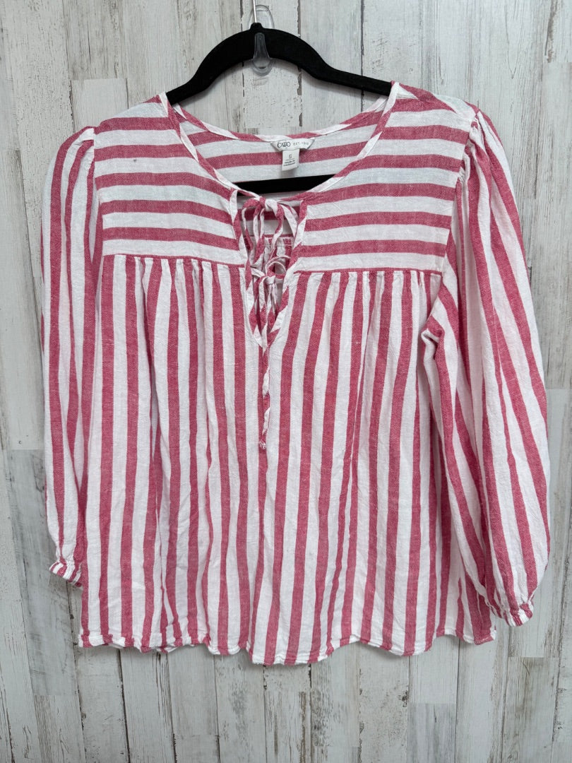 RED/WHITE CATO STRIPE TIE TOP, LADIES S