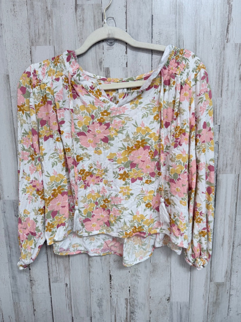 WHITE/YELLOW JOIE FLORAL TASSEL TOP, LADIES M