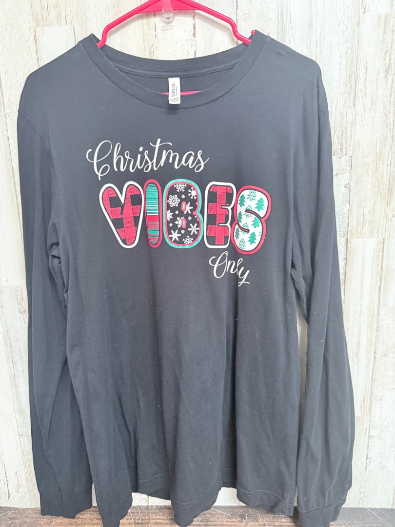 BLACK BELLA CANVAS CHRISTMAS VIBES TEE, LADIES L