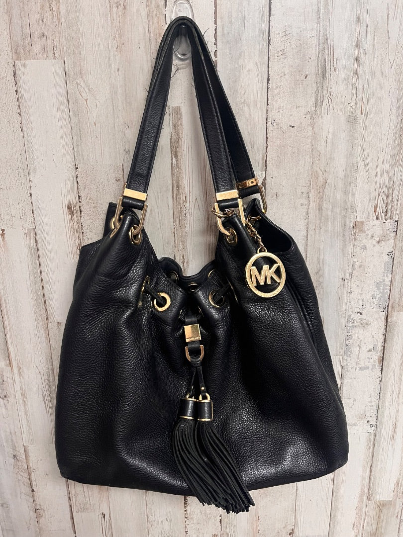 BLACK MICHAEL KORS LEATHER HANDBAG
