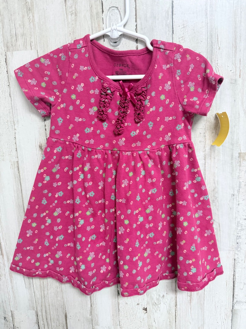 PINK GEORGE FLORAL COTTON DRESS, GIRL 18M