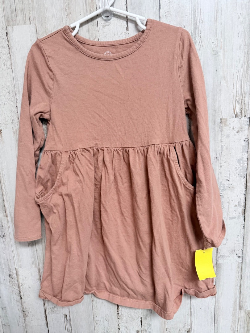 BROWN WONDER NATION COTTON POCKET DRESS, GIRL 5T