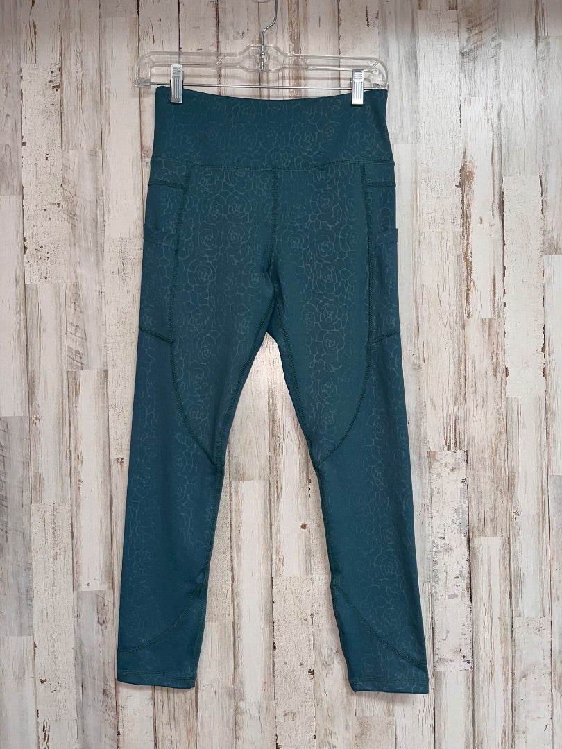 TEAL ZYIA FLOWER PRINT LEGGINGS SZ 6-8, LADIES M