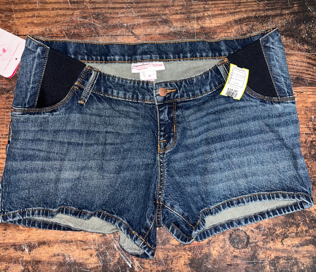 DARK DENIM ISABEL MATERNITY NEW SZ 10 MIDI SHORTS, MATERNITY