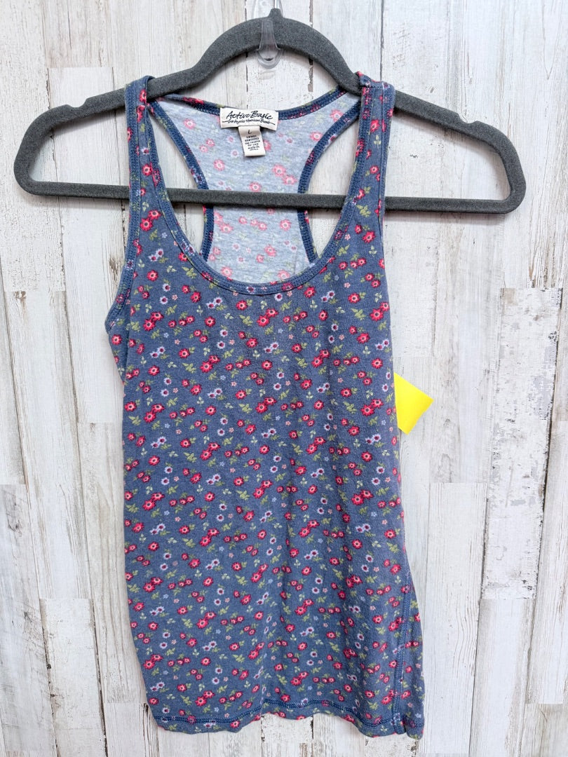 BLUE ACTIVE BASIC FLORAL COTTON TANK, LADIES M