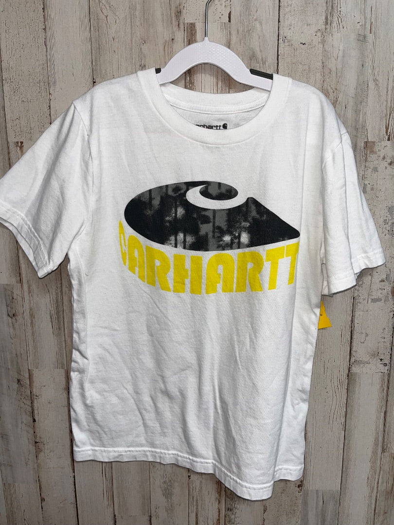 WHITE CARHARTT LOGO TEE, BOY 8/10
