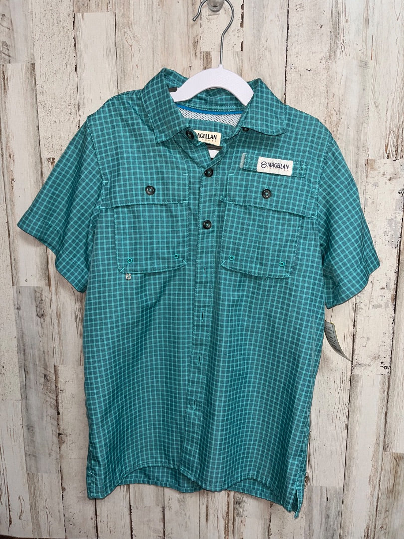 TEAL MAGELLAN PLAID FISHING BUTTON UP, BOY 8