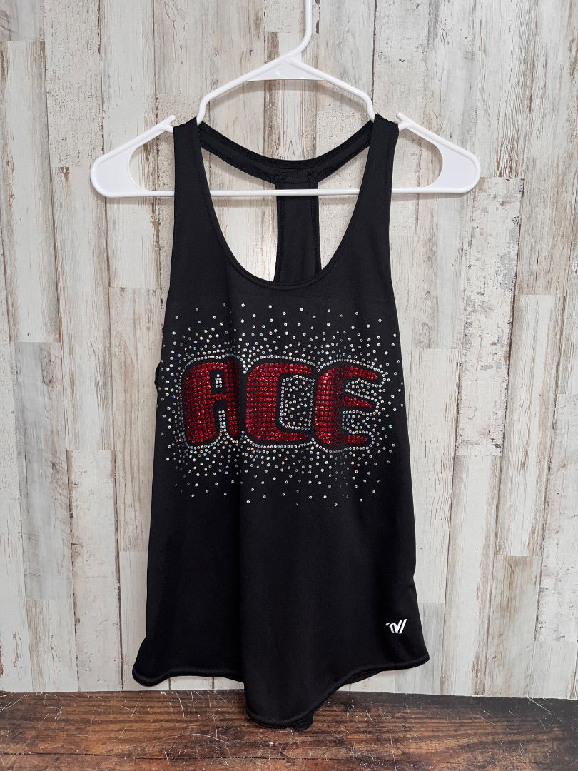 BLACK VARSITY ACE DRY FIT TANK, LADIES M