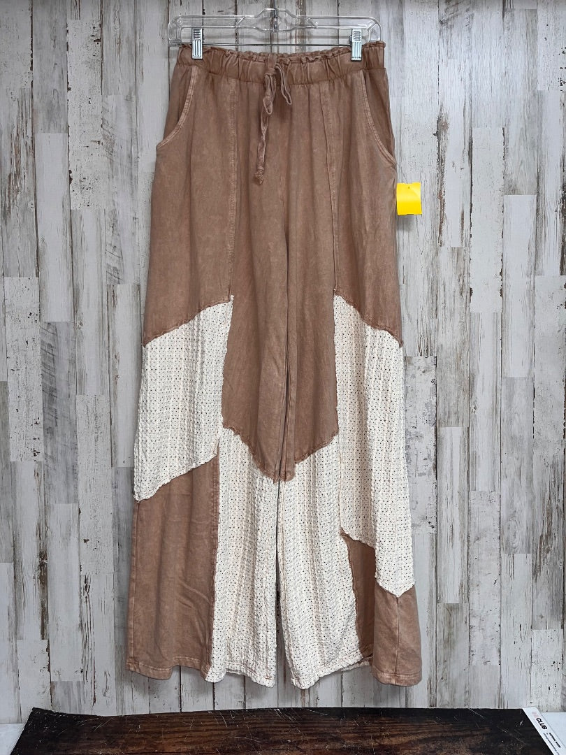 BROWN J HER LACE PATCH WIDE LEG PANTS, LADIES M